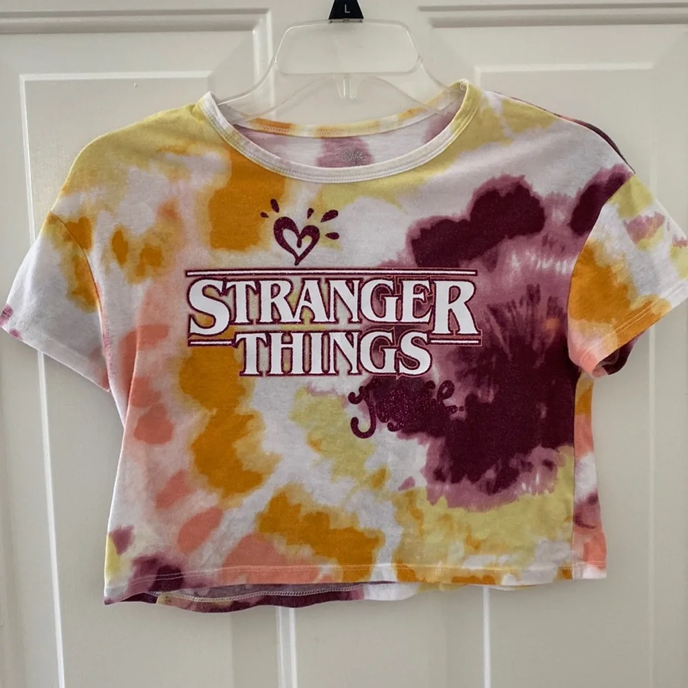 Justice Stranger Things Glitter Tie Dye Tee Shirt. Size Small